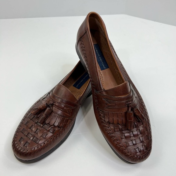 Giorgio Brutini Brown Leather Tassel Slip On Loafers Mens Size 10 D - Picture 1 of 13